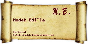Medek Béla névjegykártya