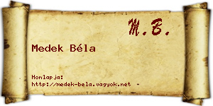 Medek Béla névjegykártya
